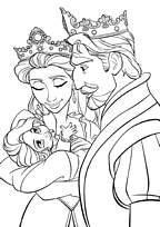 coloriage raiponce bebe avec le roi et la reine